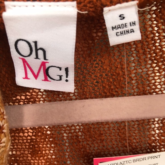 NWT OhMG size S detailed cardigan brwn w/org tint - Picture 5 of 5